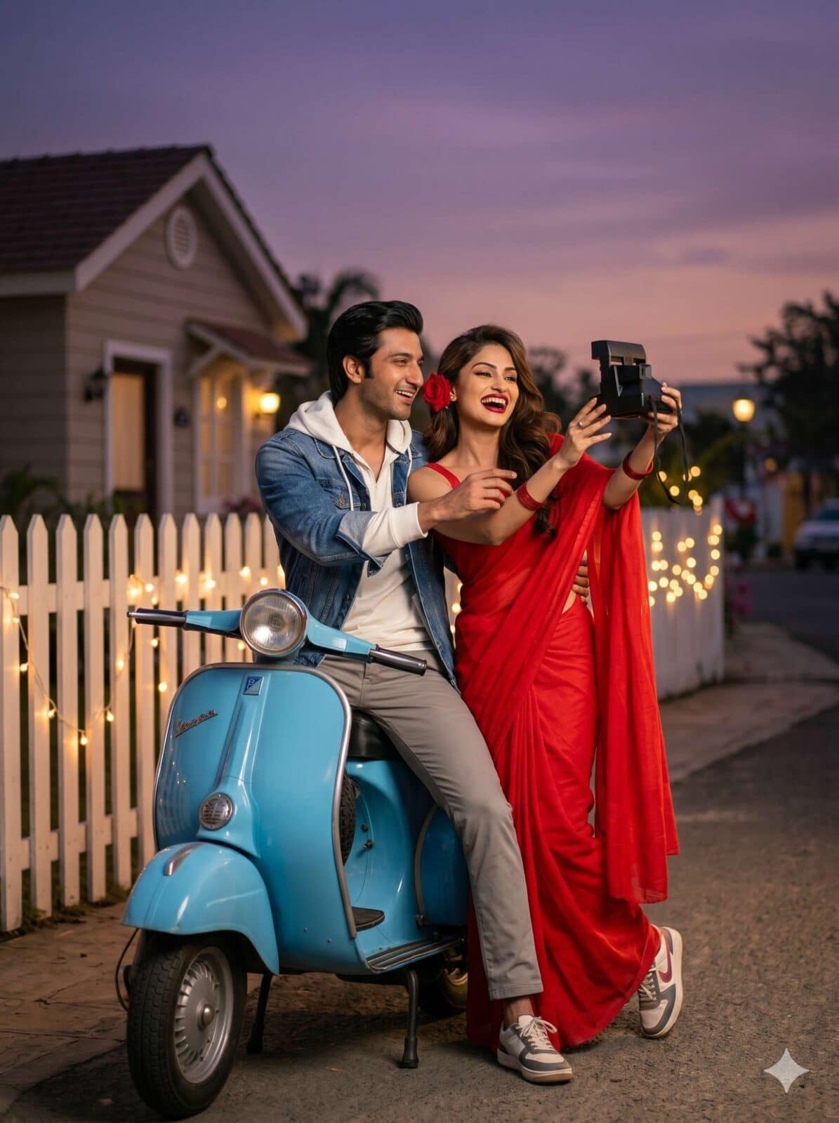 AI Image Prompts – Creative Ideas & Examples | Vespa Ride Romantic Couple AI Photo Prompt (Vintage Love Vibes)