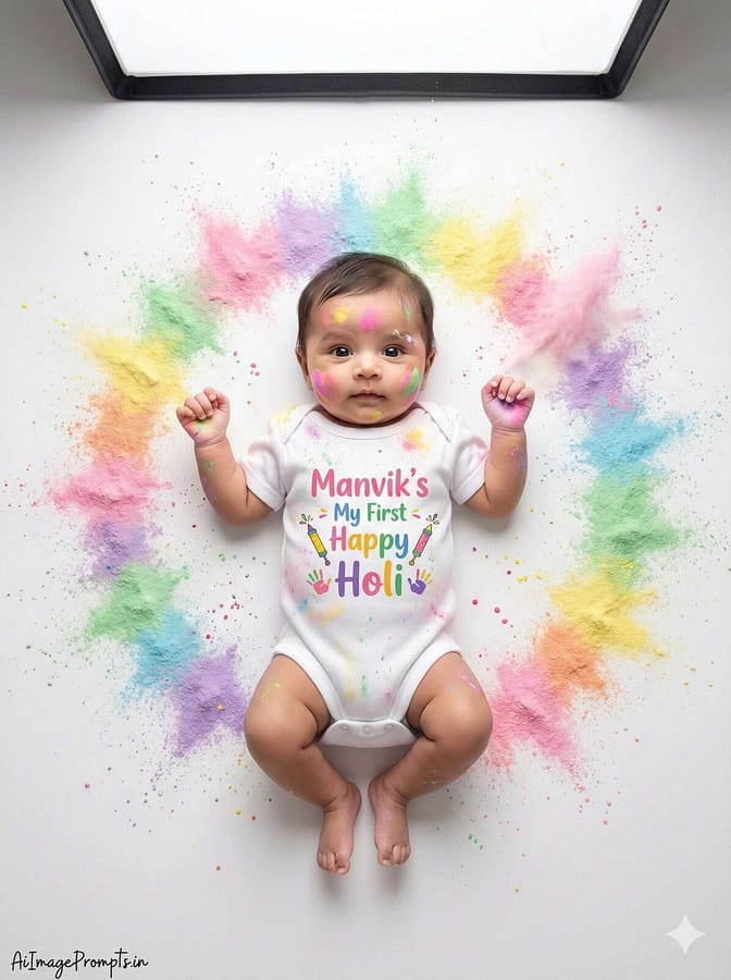 AI Image Prompts – Creative Ideas & Examples | Baby First Holi Photo Ideas & Creative Prompts AI Image Prompts – Creative Ideas & Examples | Baby First Holi Photo Ideas & Creative Prompts
