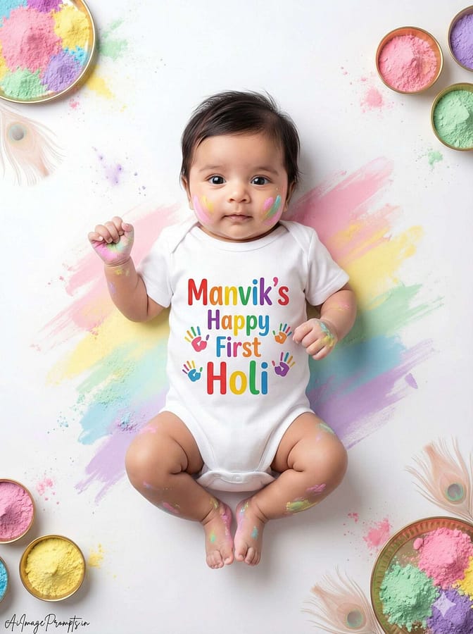 AI Image Prompts – Creative Ideas & Examples | Baby First Holi Photo Ideas & Creative Prompts AI Image Prompts – Creative Ideas & Examples | Baby First Holi Photo Ideas & Creative Prompts