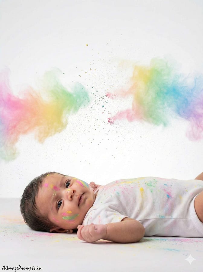 AI Image Prompts – Creative Ideas & Examples | Baby First Holi Photo Ideas & Creative Prompts AI Image Prompts – Creative Ideas & Examples | Baby First Holi Photo Ideas & Creative Prompts