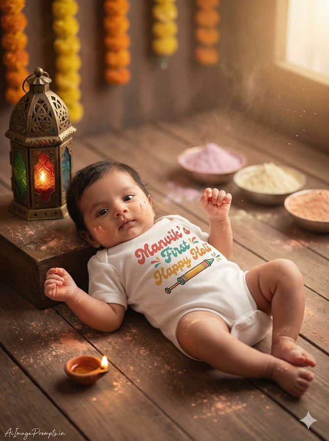 AI Image Prompts – Creative Ideas & Examples | Baby First Holi Photo Ideas & Creative Prompts AI Image Prompts – Creative Ideas & Examples | Baby First Holi Photo Ideas & Creative Prompts