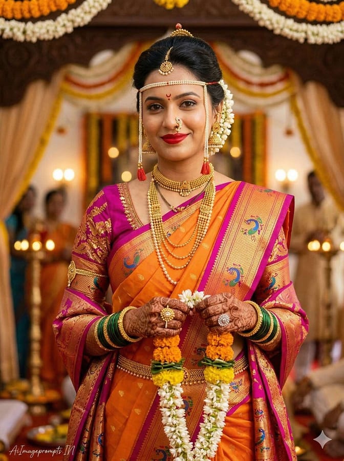 AI Image Prompts – Creative Ideas & Examples | Maharashtrian Bride Gemini Prompt – Ultra Realistic Traditional Marathi Bridal Look AI Image Prompts – Creative Ideas & Examples | Maharashtrian Bride Gemini Prompt – Ultra Realistic Traditional Marathi Bridal Look